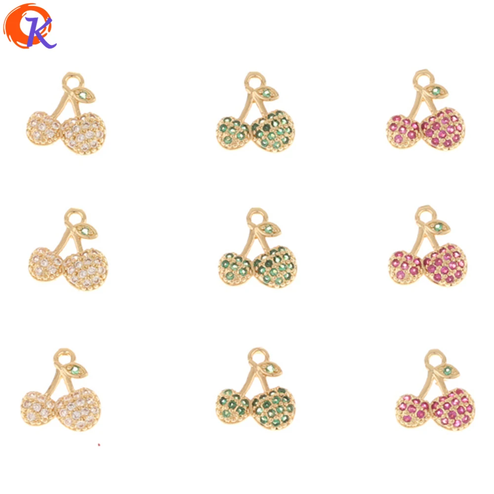 

Jewelry Accessories Cordial Design 50Pcs 9*10MM Jewelry Accessories Hand Made Rhinestone Pendant Cherry Shape Earrings Finding