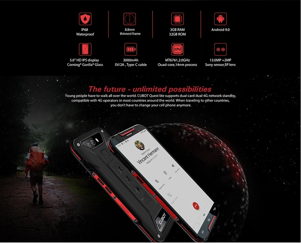 Global version Cubot Quest Lite 3GB 32GB 5.0 inch Mobile Phone Sports Rugged Phone IP68 MT6761 Smartphones