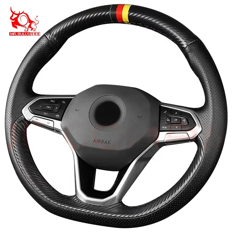 

Hand Sewing PU Leather Soft Suede Steering Wheel Cover for Volkswagen VW Golf 8 MK8 GTI Golf GTE GTD 2020-2021, Customized color