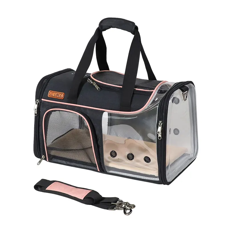 

airline approved big volume breathable clear PVC PET airline approved pet carrier, Four colors