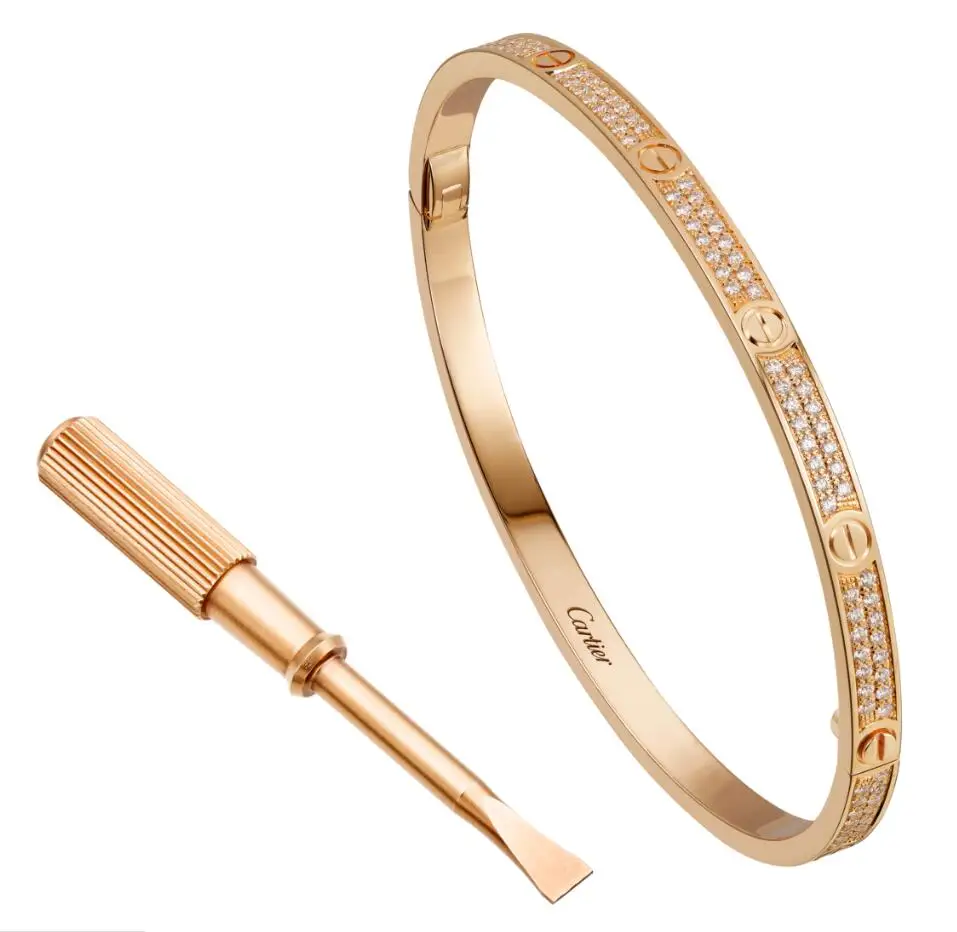 

SHUSHU Hot Sell Wholesale L OVE BRACELET SMALL MODEL PAVE PINK GOLD, DIAMONDS with a Screwdriver, Rose gold
