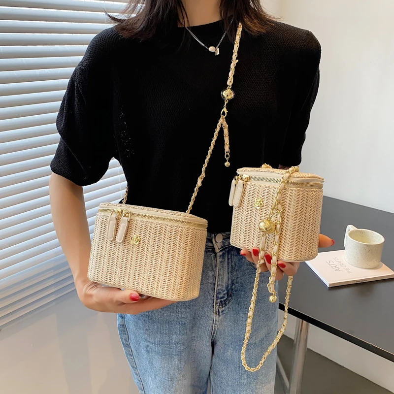 

2022 Summer New Beach Woven Straw Bag Single Shoulder Bag Women's Casual Small Square Crossbody Handbags, 4 color can choose or custom you like color