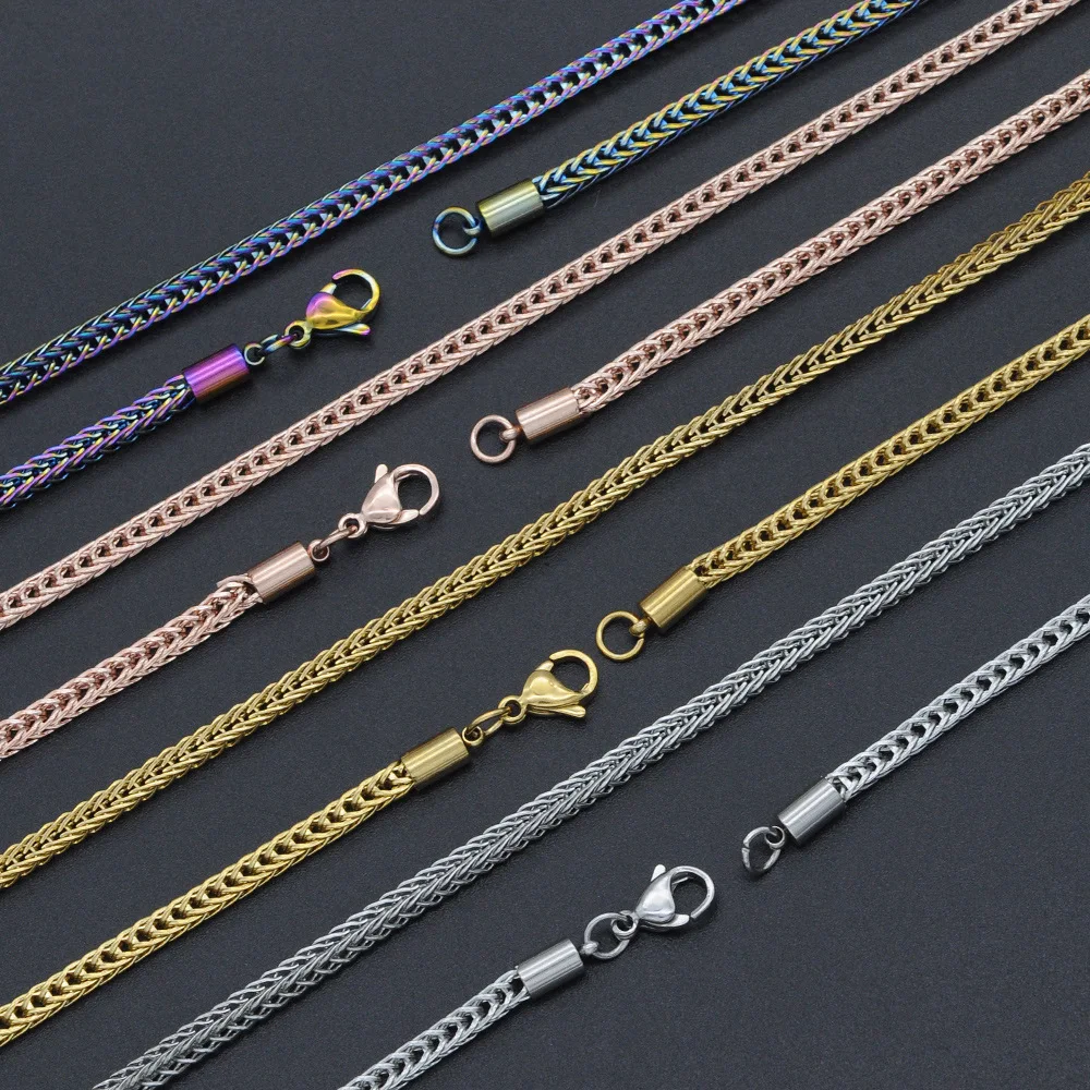 

2021 Sailing Jewelry 3mm Titanium Steel Hip Hop Necklace Basic Chain Foxtail Chain