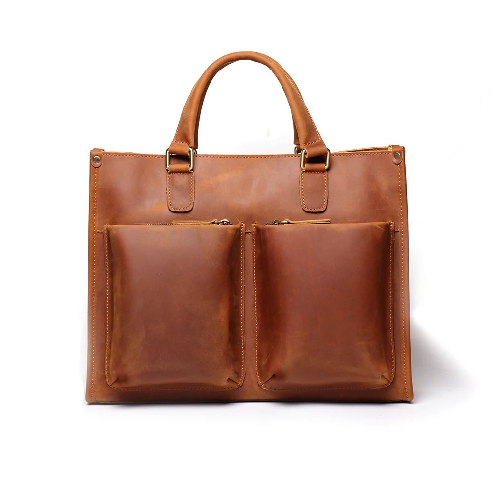 

Luojia Vintage crazy horse leather briefcases for men