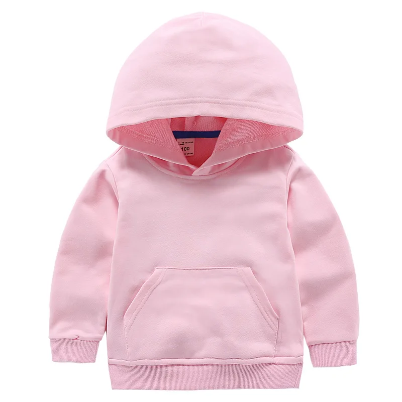 

Custom Logo Kids Hoodie Towel Sweatshirts for Baby Girls Boys Pullover Kangaroo pocket Solid Color Blank Baby Cotton Hoodie, 9 color