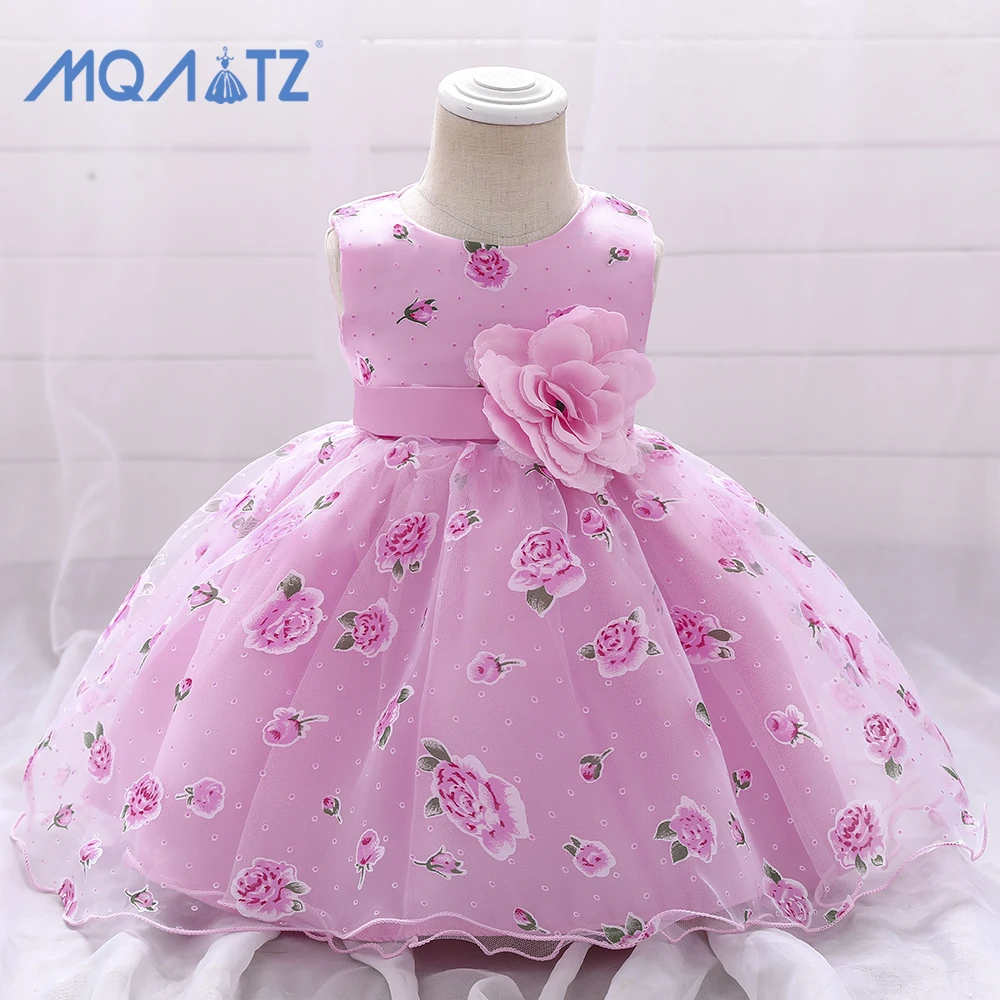 

MQATZ Flower Girl Dresses Wedding Kids Garment 3 Years Pink Print Princess Dress