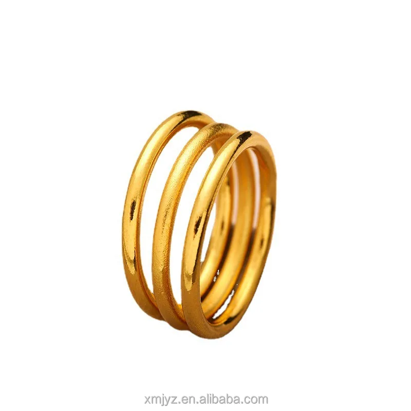 

Vietnam Placer Gold Simple Bracelet Ring Rings Brass Gold Plated Simple Fashion Women's Closed Ring Jewelry Gift