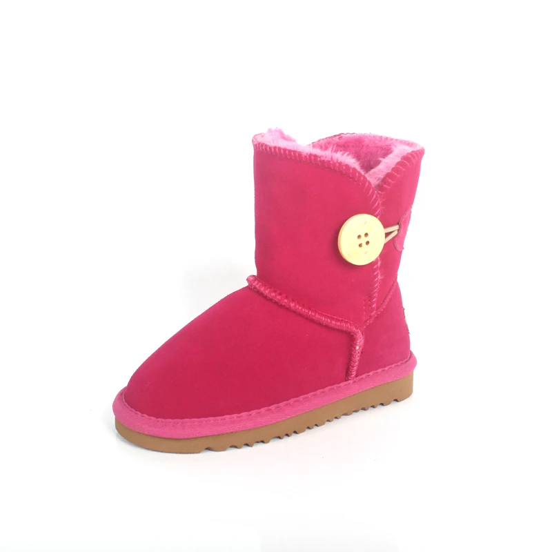 

New Hot Sale Fashion Button Children Girls Winter Leather Upper Fur Lining Keep Warm Snow Boots Kids Winter Boots 2021, Mei red,black,white, pink,etc
