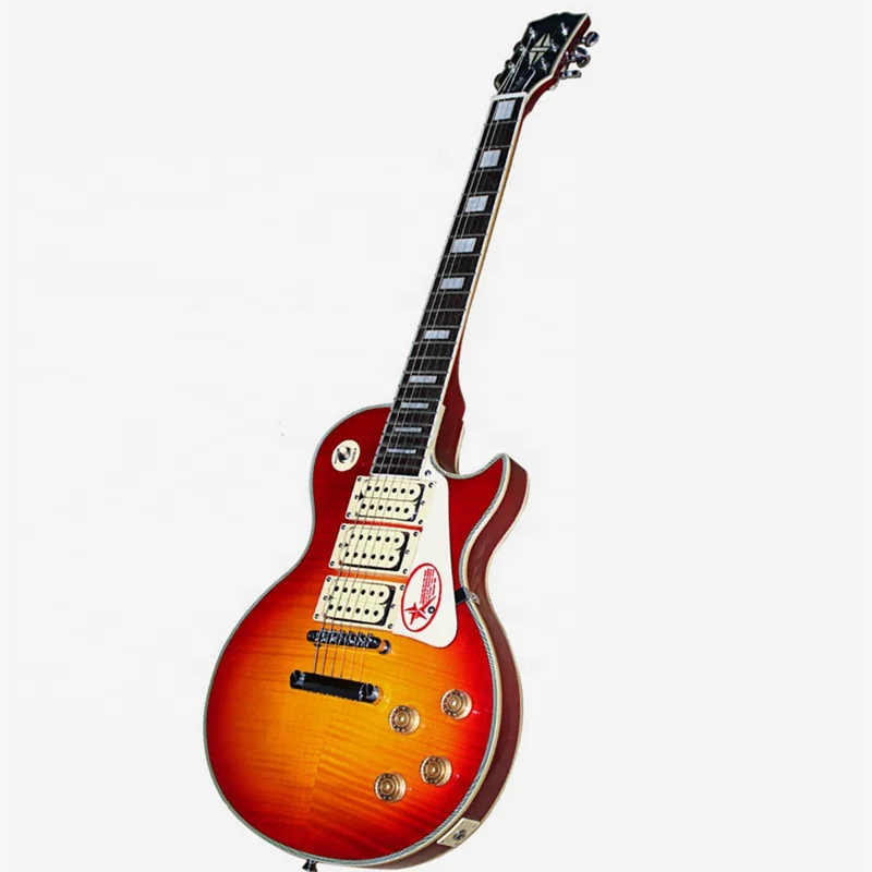 

Huiyuan professional guitar Flame Maple Veneer Electric Guitar with Chrome Hardware,chibson electric guitar