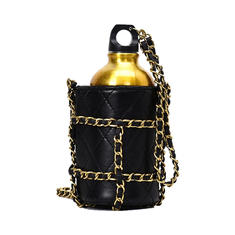 

AZB372 2021 Chain Bucket Bags Personalized Bucket Bag Rhombic Print Pu Leather Water Bottle Holder Bag Cross Body, Black various colors are available
