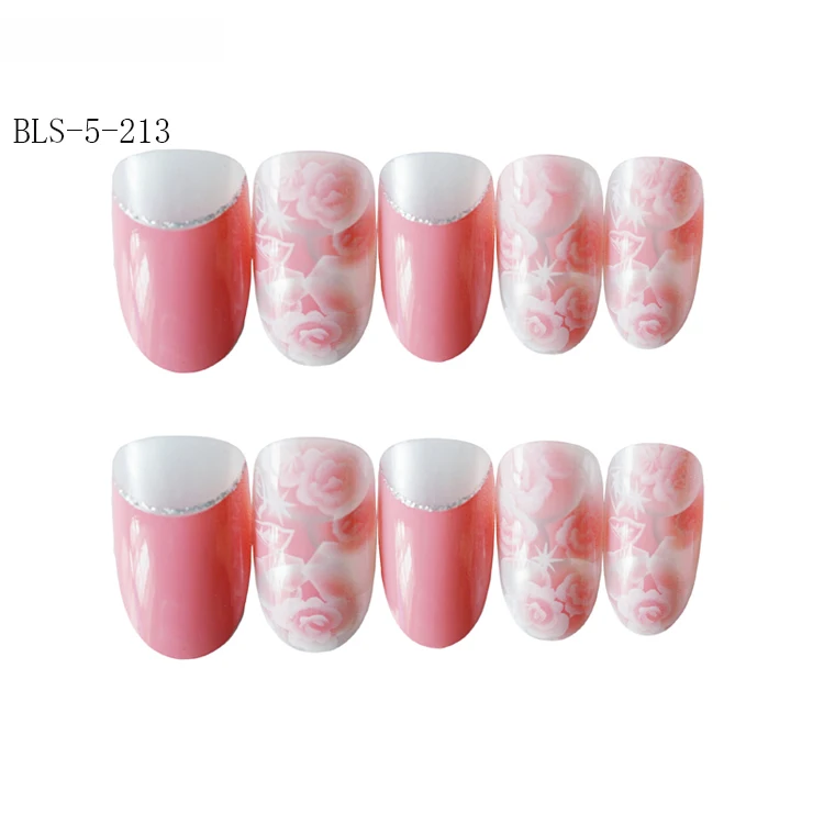 

2021 hot sale ABS material floral design ladies casual fake nails false nails 24pcs, Multi color