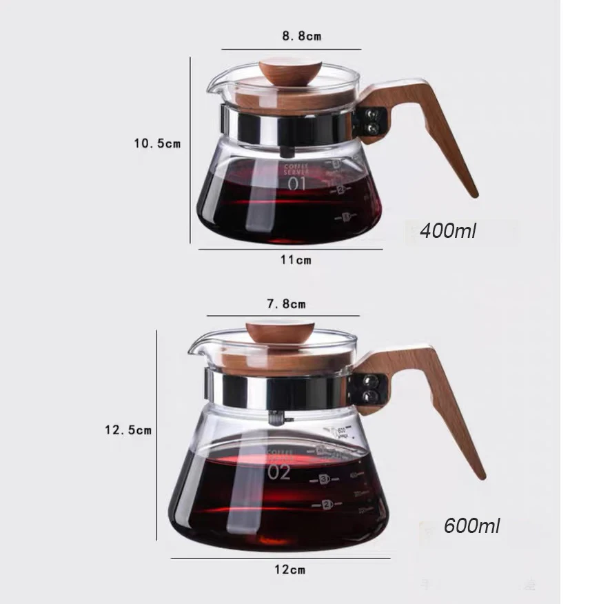 Modern Simple Coffee Pot With Heat Resistance Strong Wooden Lid And