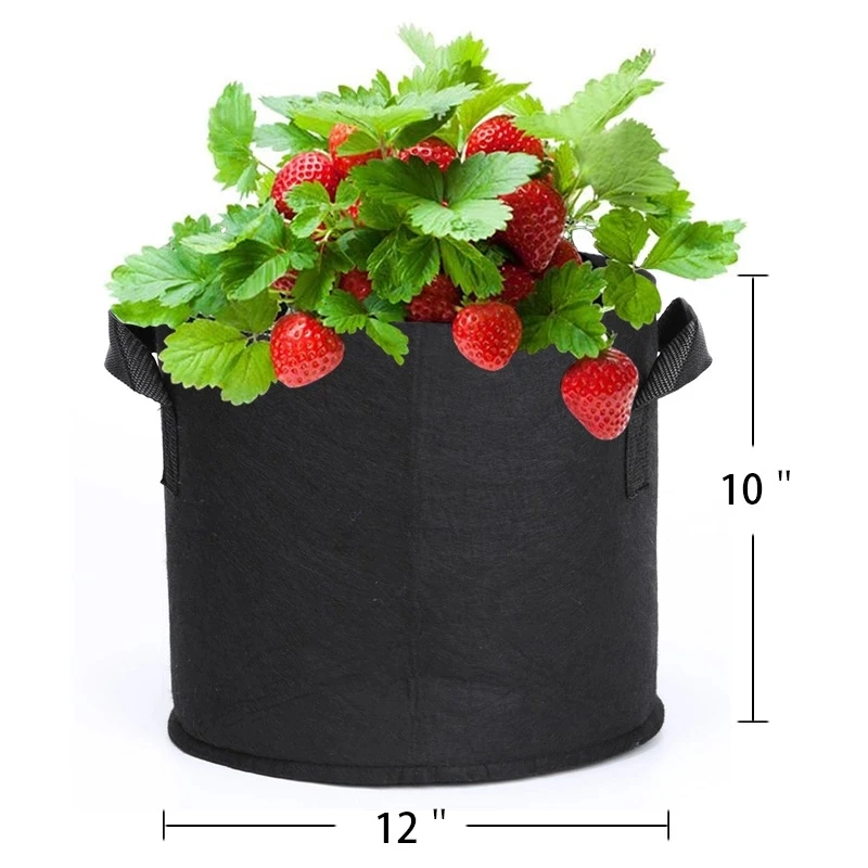 

Non Woven Fabric Pots 5-Pack 5 7 10 20 100 Gallon 300G Thickened Fabric Garden Pots Felt Plant Grow Bags, Black