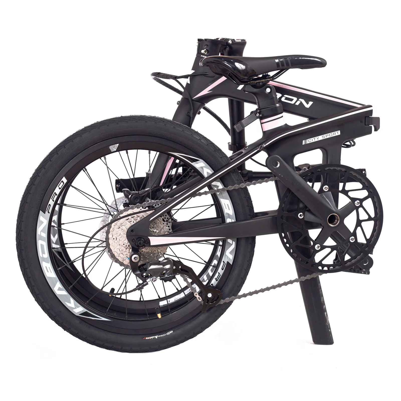 

New Arrival KABON Stylish 20 inch folding bike wholesale light weight carbon folding bike 9s foldable road bike, Black red/black blue/black pink