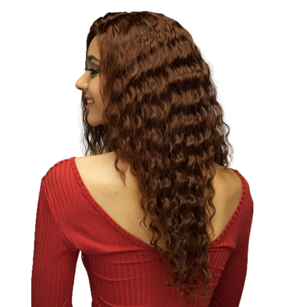 

Wholesale Dark Brown Color 4 Deep Wave Curly Thin Film Full Lace Wigs Virgin Aligned Cuticle Best Selling Human Hair Wigs Dubai