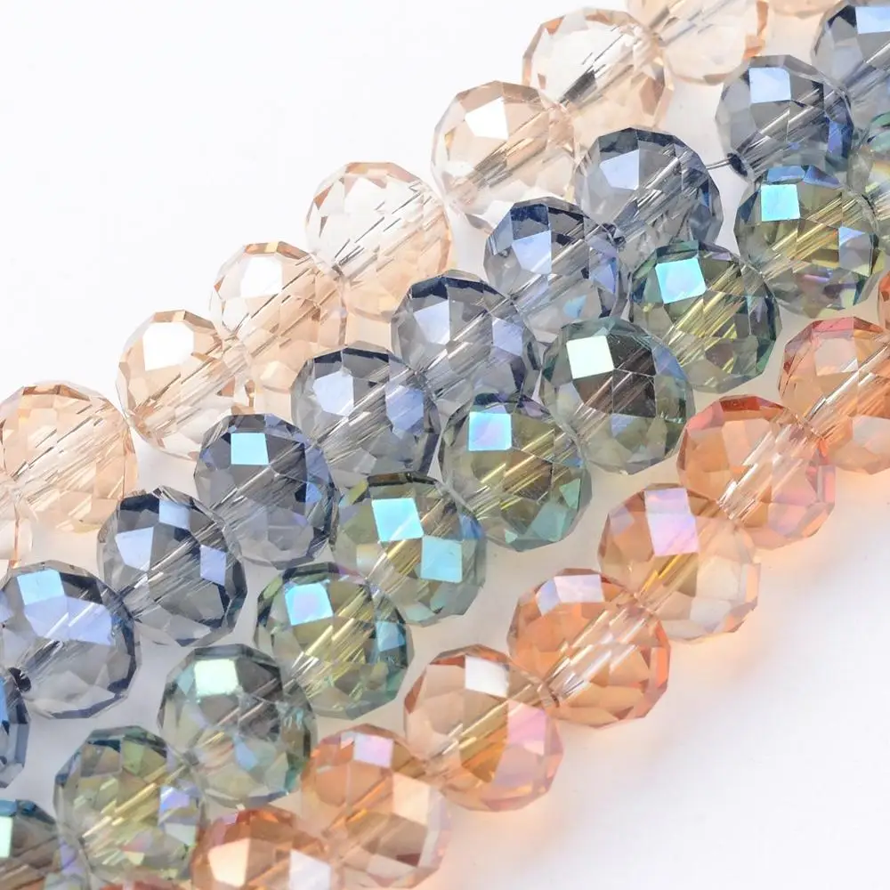 

PandaHall 10mm Faceted Rondelle Mixed Color Electroplate Glass Beads