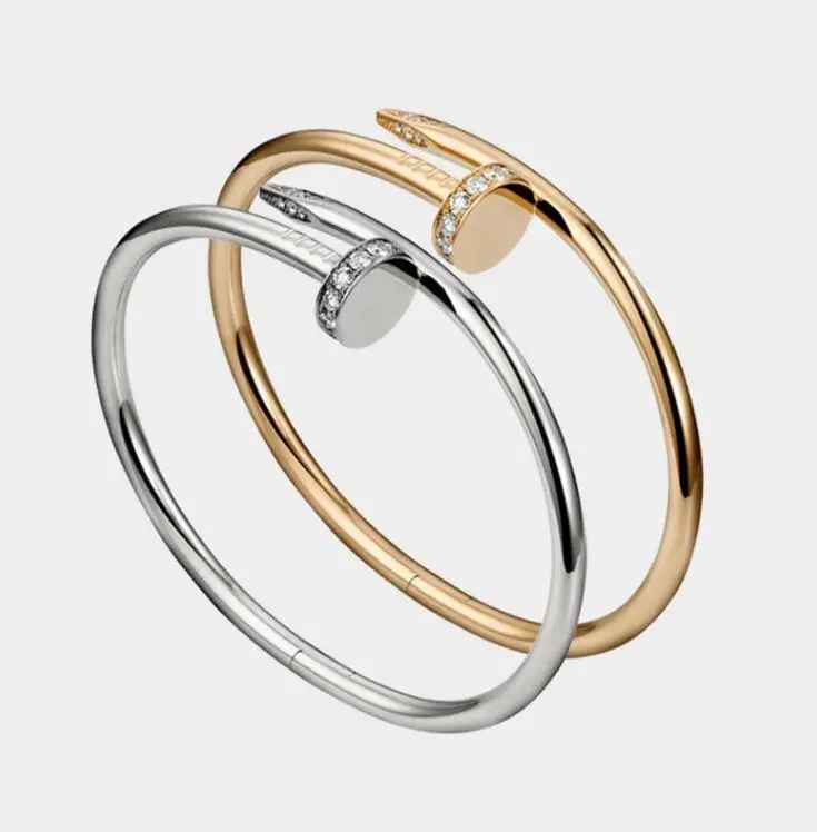 

C Brand Nail Couple Bracelet Open Titanium Steel Diamond Rose Gold Bangle, Gold / silver / rose gold / black