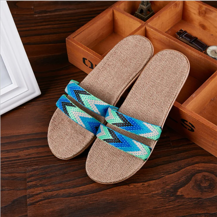 

High quality flax slippers indoor slipper linen home for the summer slippers for women, Yellow pink purple, pink purple orange, orange purple red,