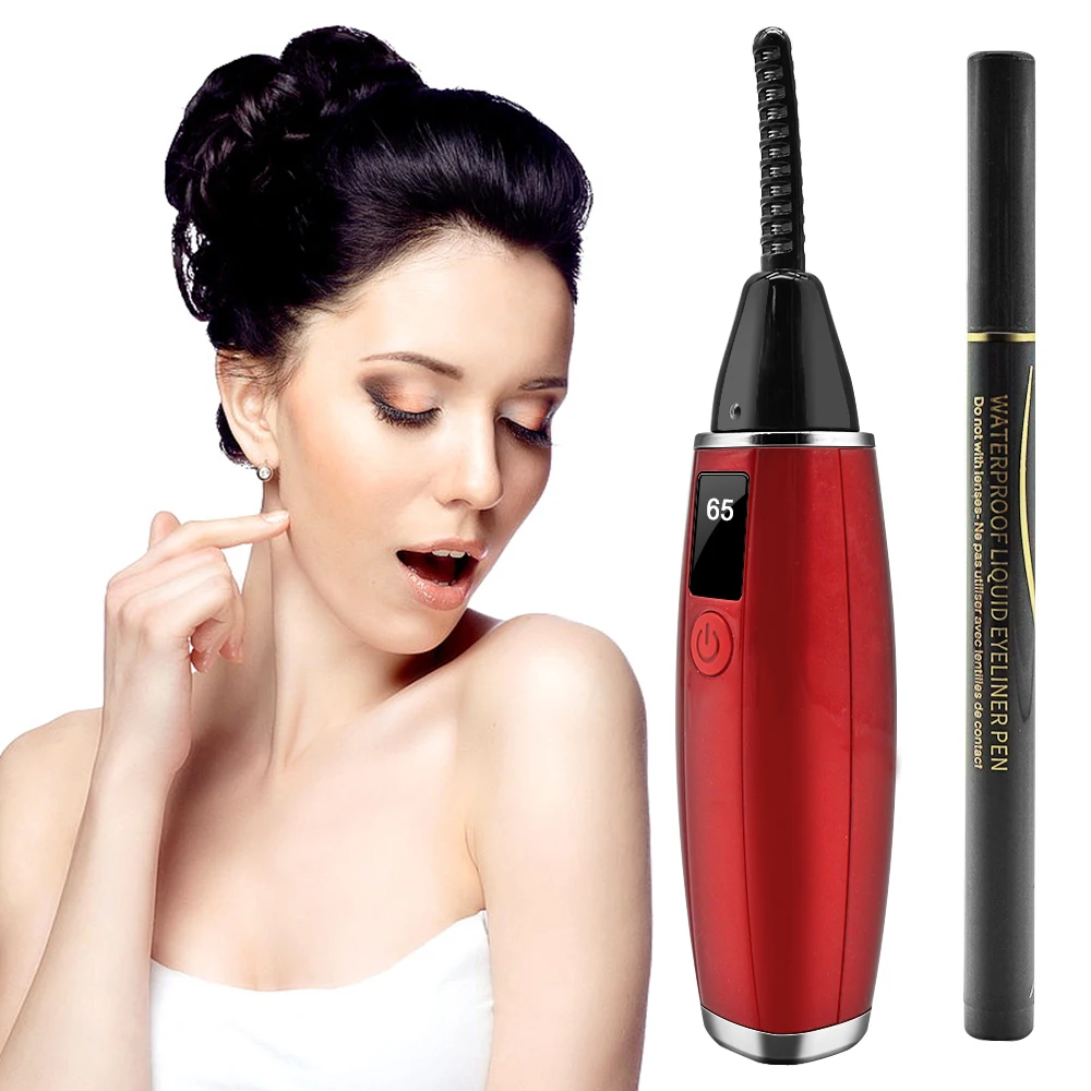 

red black white custom logo mini heated eyelash curler for woman
