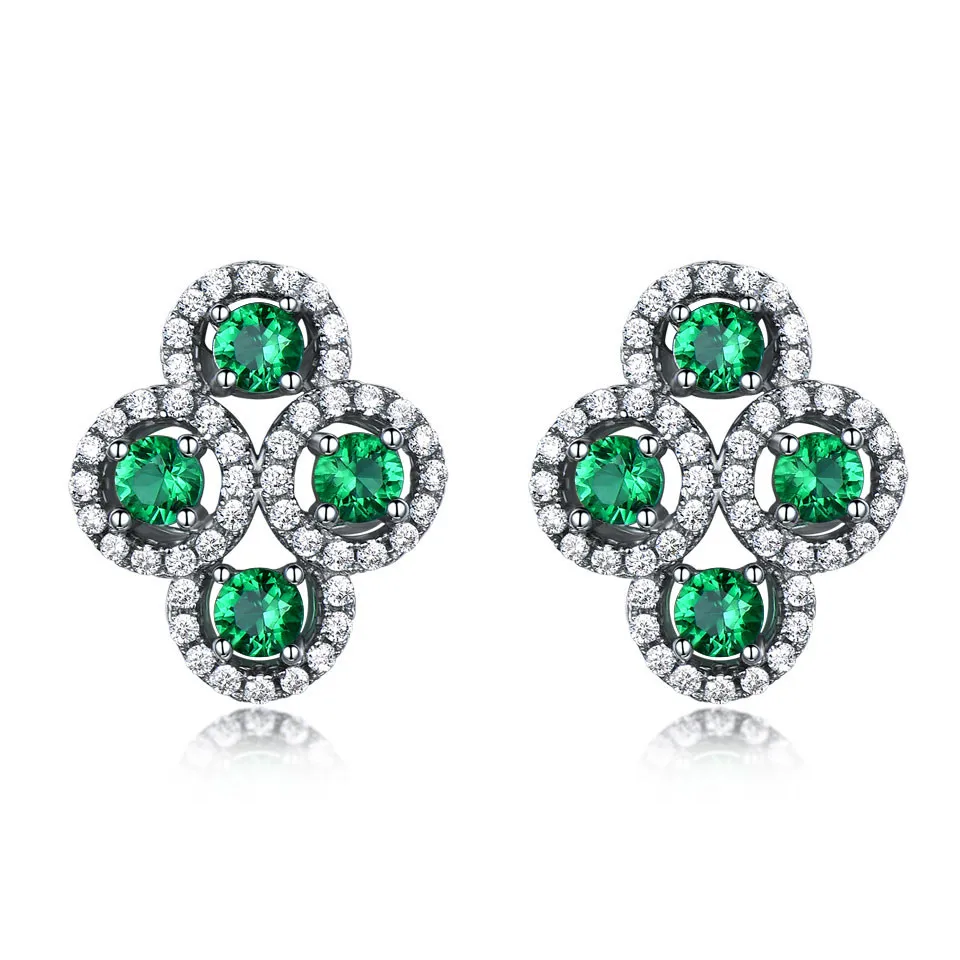 

Elegant Green Zircon Stud 925 Silver Fancy Design Earrings Women Silver Earring for Party Wedding