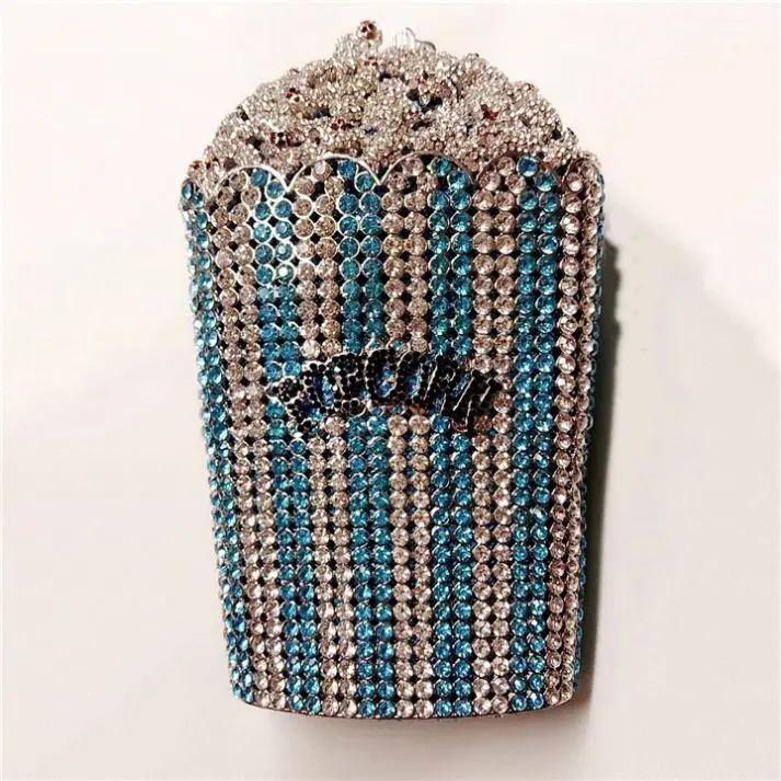

Ice cream cupcake hand purse rainbow crystal stone evening bag rhinestone purse