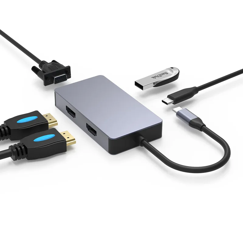 

5 in 1 Multi Function USB HUB Adapter, USB 3.0 Type-C docking station usb port hub type port, Support oem