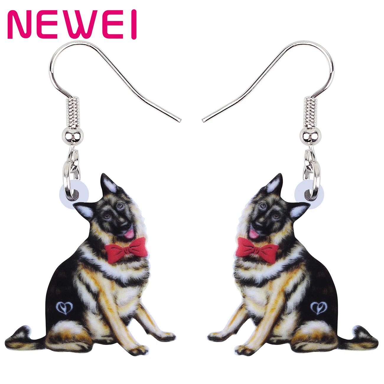 

Acrylic Bowknot Sweet German Shepherd Dog Earrings Pets Drop Dangle Fashion Jewelry For Women Girls Kids Teens Charms Gifts, Brown
