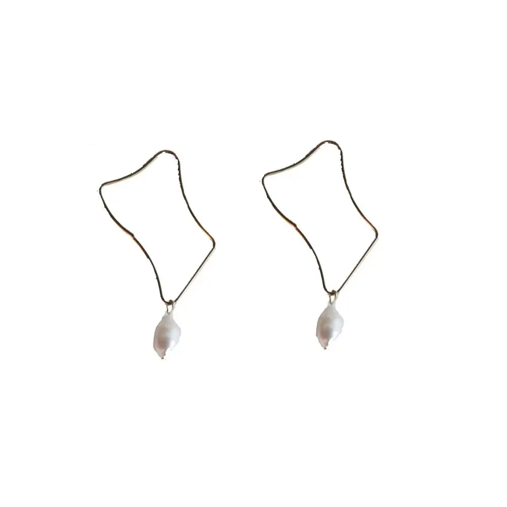 

Korean Geometric Irregular Drop Freshwater Pearl Earrings For Women Dangle Earrings Jewelry Brincos, Colorful