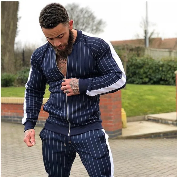 

fashion fitted jogging suits wholesale men sports tracksuit set, Shown