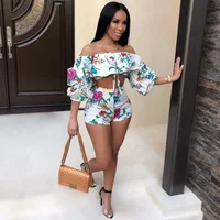 

Latest Sexy Fashion Ladies Crop Top Women White Short Shirt 2 Piece sets