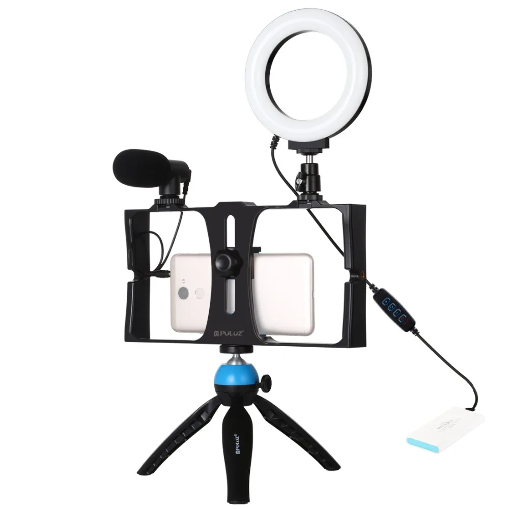 

PULUZ Vlogging Live Stabilizer Broadcast Video Rig 4.7 inch 12cm RGBW Ring LED Selfie Light Microphone Tripod Mount Kits