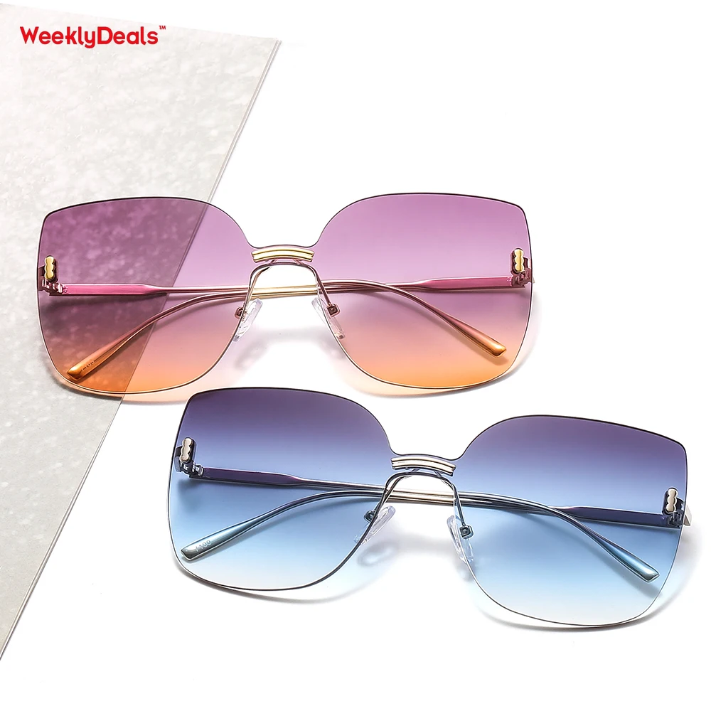 

OOT7109 2020 Thin Frame Glasses Diamond Shades Oversized Sunglasses