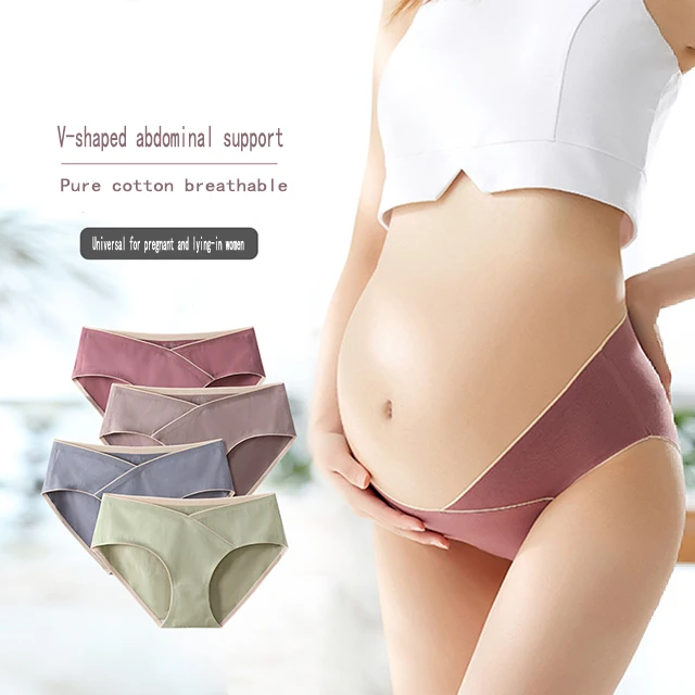 

Wholesale Low Waist Cross Cotton Maternity Briefs For Young Girl Women's Seamless Underwear Pregnant Panties, 14 colors