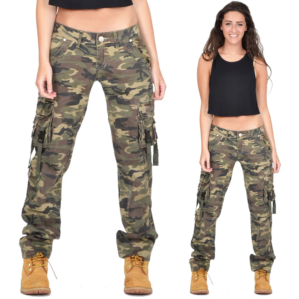 

Bowins Outdoor Women Scratch-resistant Pants Four Seasons Hiking Climbing Tactical Trousers Camouflage Jogger