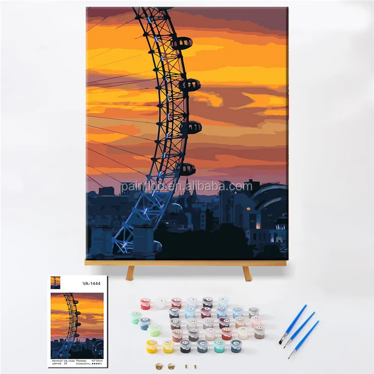 

Paintido Sunset Ferris Wheel Landscape Digital Oil Painting Design Diy Number
