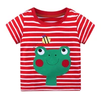 

Customized Summer Cotton Kids Striped Tops Cartoon Short Sleeve Baby Girls T Shirts