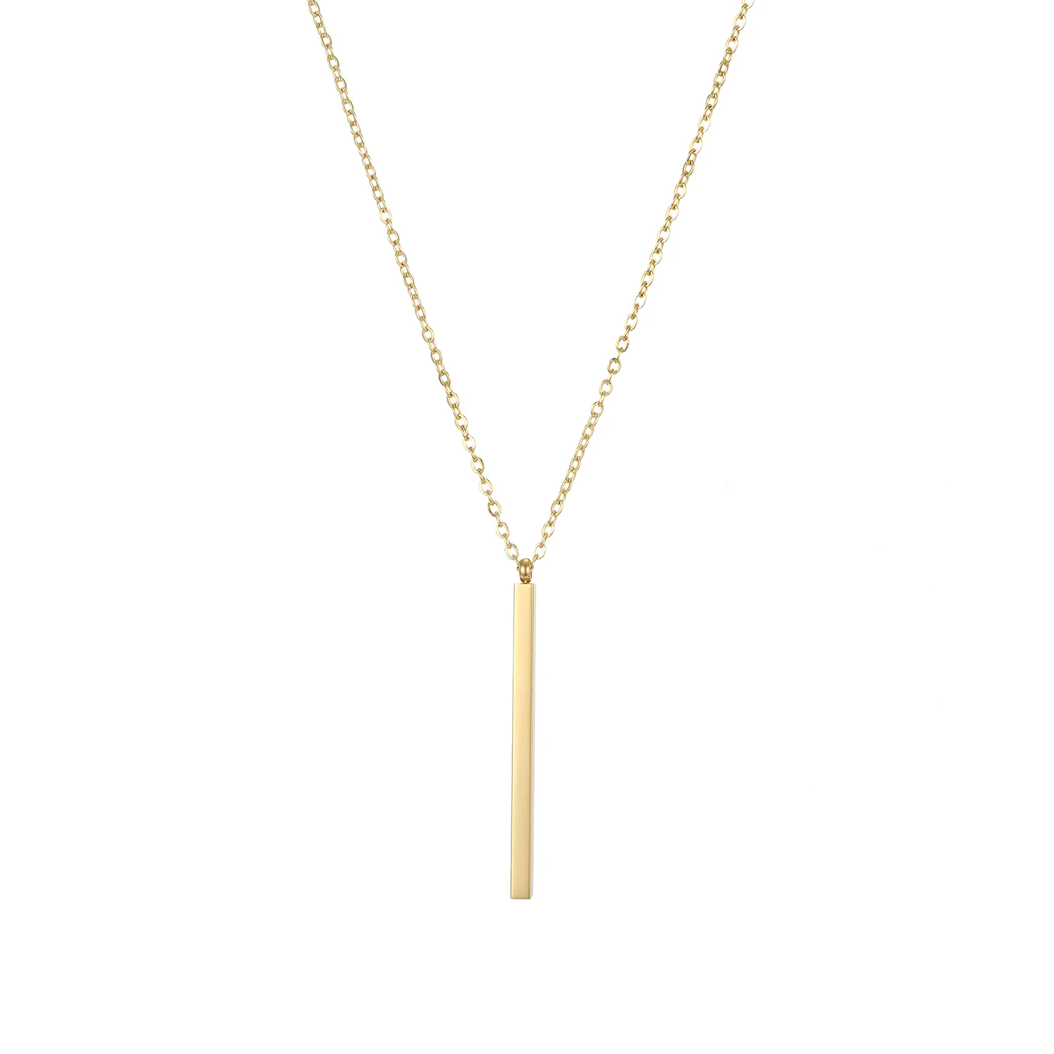 

Fashion Customized Engraved Stainless Steel Bar Necklaces Blank Bar Pendant Chain Gold Plated Necklace for Women, Silver/gold/rose gold