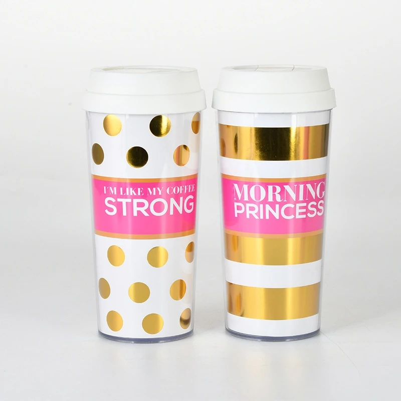 

Factory wholesale custom 16oz portable water cup reusable plastic white coffee cup with lid, Customized color