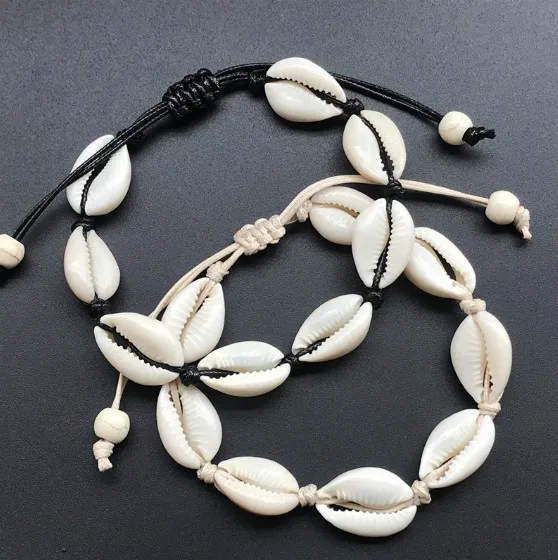 

Hot Sale Handmade Women Accessories Beaded Strand Natural Seashell Bra Hand Knit Shells Bracelets Friendship Bracelet, Mix