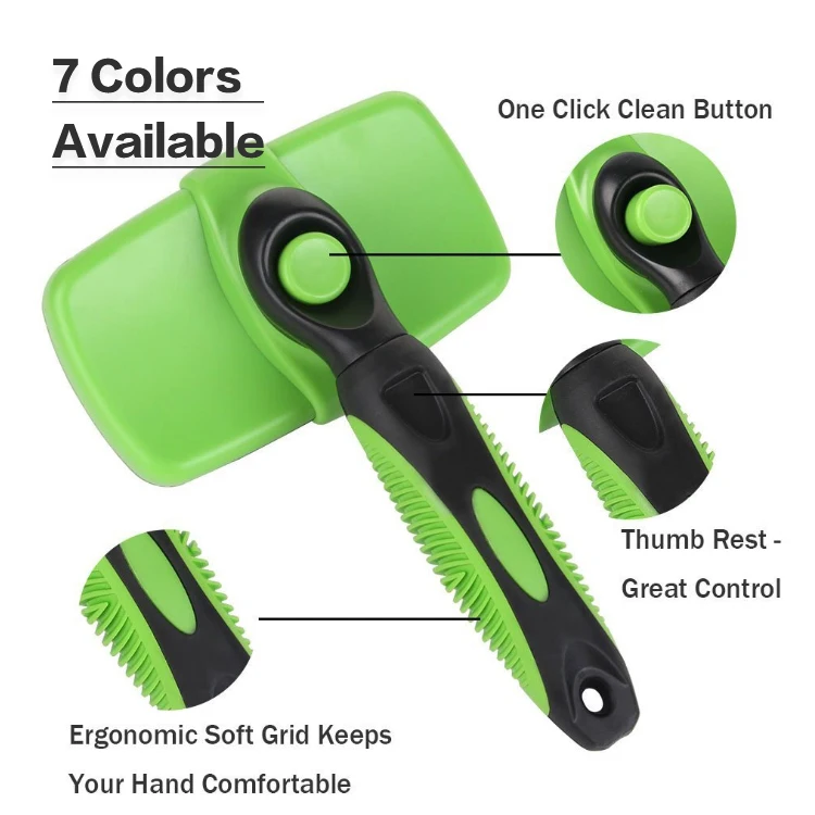 

Self Cleaning Pet Hair Remover Combs Pet Dog Massage Bath Brush Comb, Yellow, green, dark green, pink, blue, purple