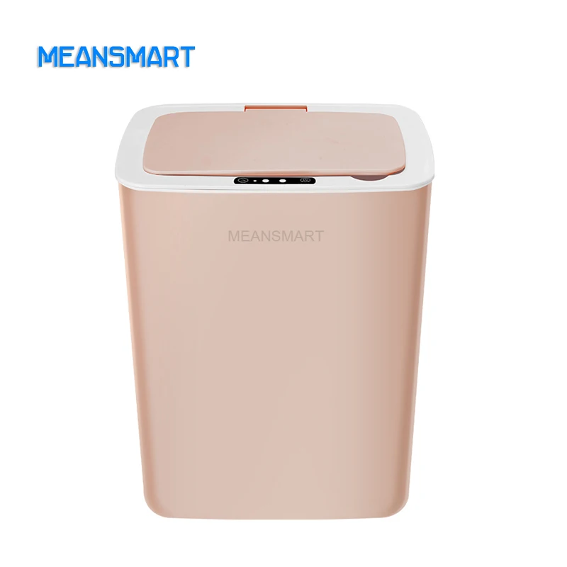 

Meansmart Free Hand Modern Office Home Automatic Smart Touchless Trash Can In Stock Hack 4 Gallon Amazon OnSale 2021 With Lid, Blue / white / pink