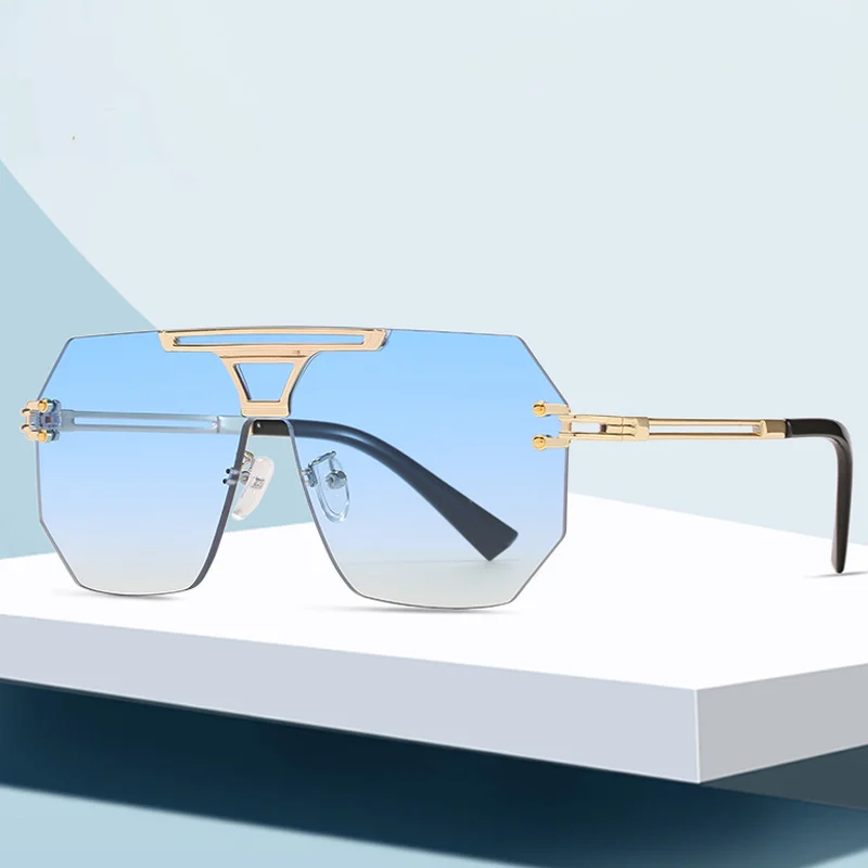 

2021Latest Fashion Brand Designer frameless Sunglasses Square Oversized Shades women men Sunglasses