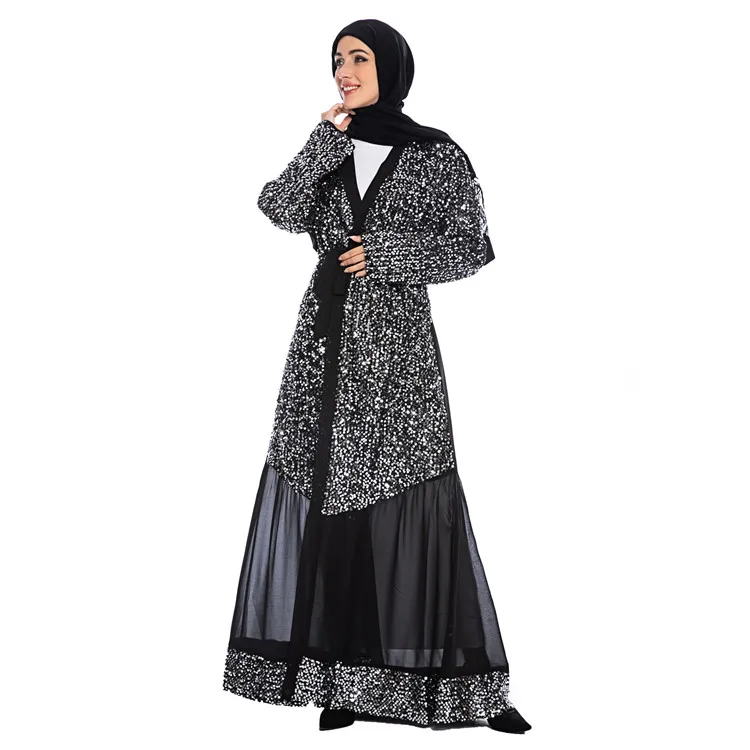 

2020 Newest Luxury Turkey Fashion Magnificent Latest Long Sequins Abaya for Muslim Women Muslim Long Dress Robe Dubai