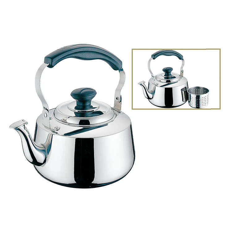 
Wood grain bakelite handle stainless steel whistling water tea kettle 