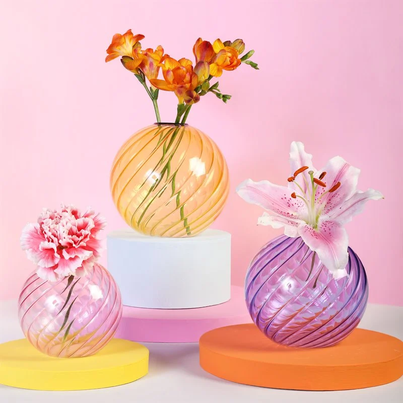 

Mini Colorful Bubble for Arrangement Cute Bud Vase Sphere Glass Art Flower Ware Home Decor, Clear / purple / pink / yellow / geen