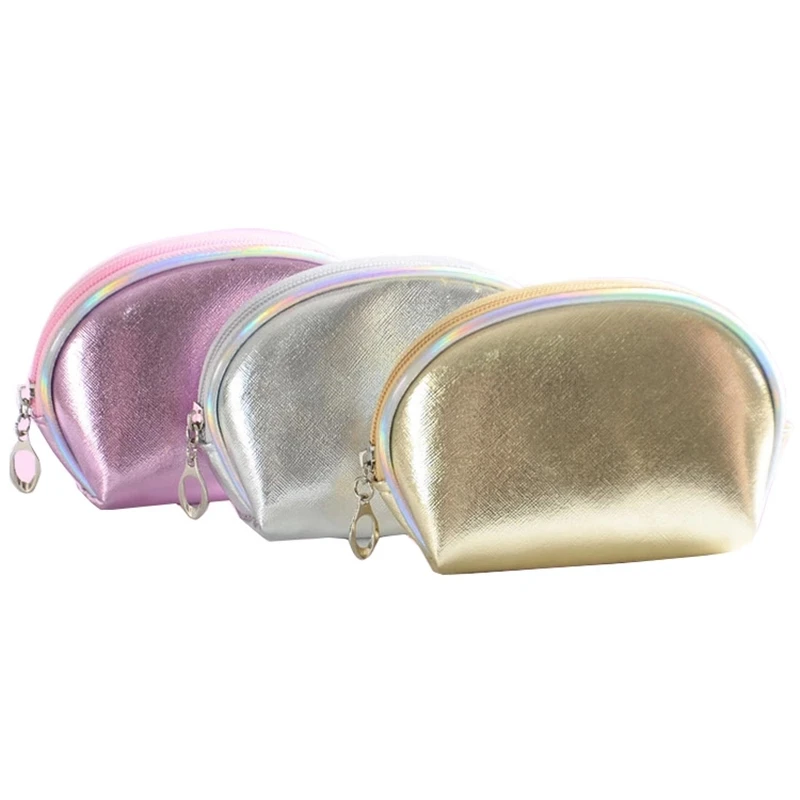 

Low MOQ Custom Logo makeup kit pouch wholesale glitter PU leather makeup pouch small custom print