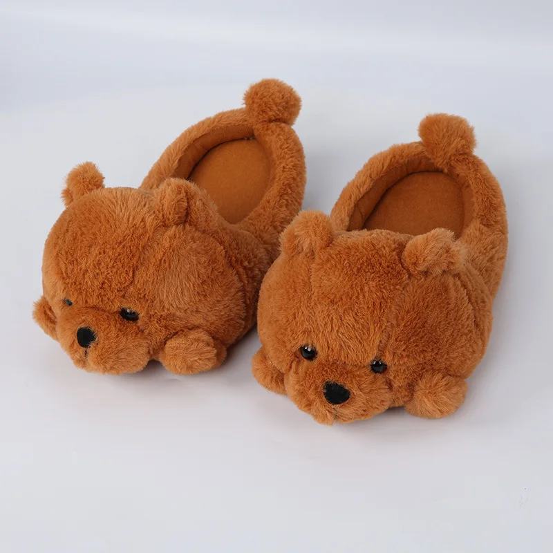 

Spot Stock Stuffed Animal Fluffy Furry Fur fashion Plush Teddy Bear Slippers Plush Thickened Cotton Warm Shoes