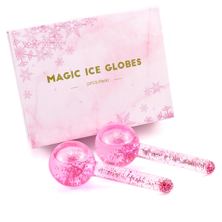 

facial ice globe for face steel ice globes ems facial roller massager gadgets 2021, Pink