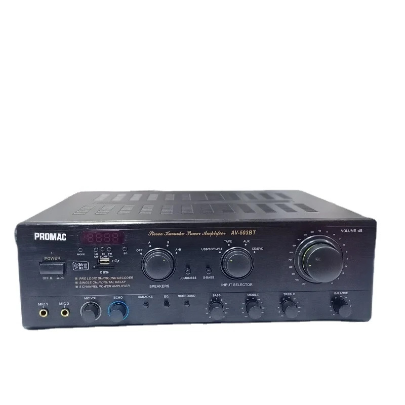 

Power Amplifier Pro/DJ Amp home audio for mic karaoke amplifier car audio amplifier AV-503BT Home audio, Black