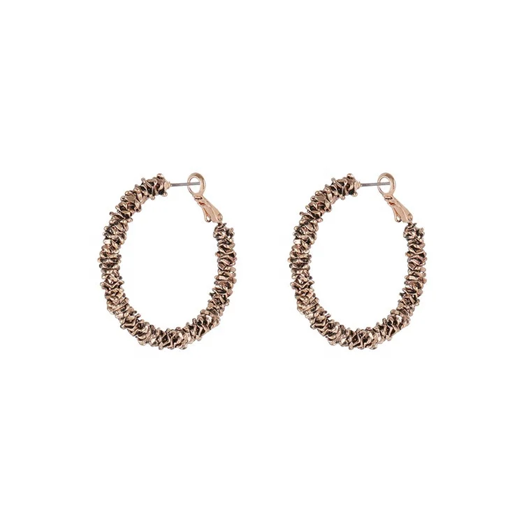 

Super Quality Hawaiian C-shaped Earrings Gold Plated Hoop Custom Summer Copper Earrings, Golden